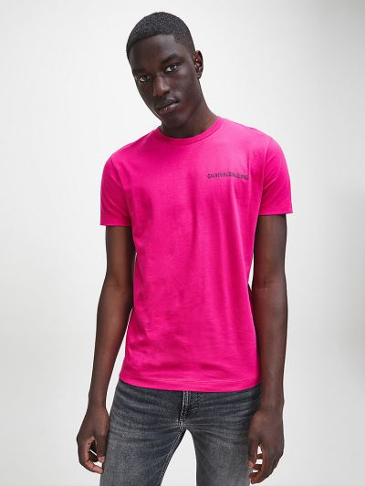 Calvin Klein Ruhák HU647337 | Calvin Klein Slim Organic Cotton Logo Férfi Póló Rózsaszín